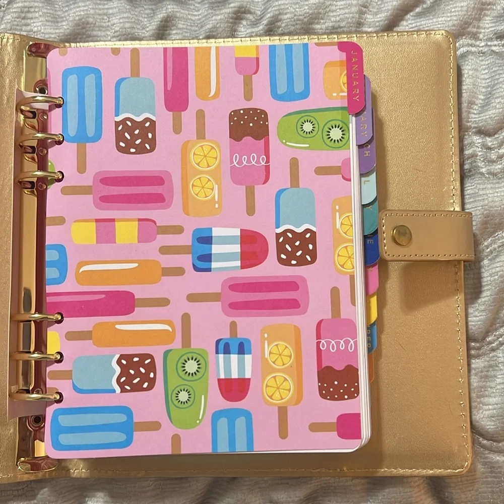 American Crafts Damask Love Colorfun Planner 8.5 x 9.5 Undated Gold NWT